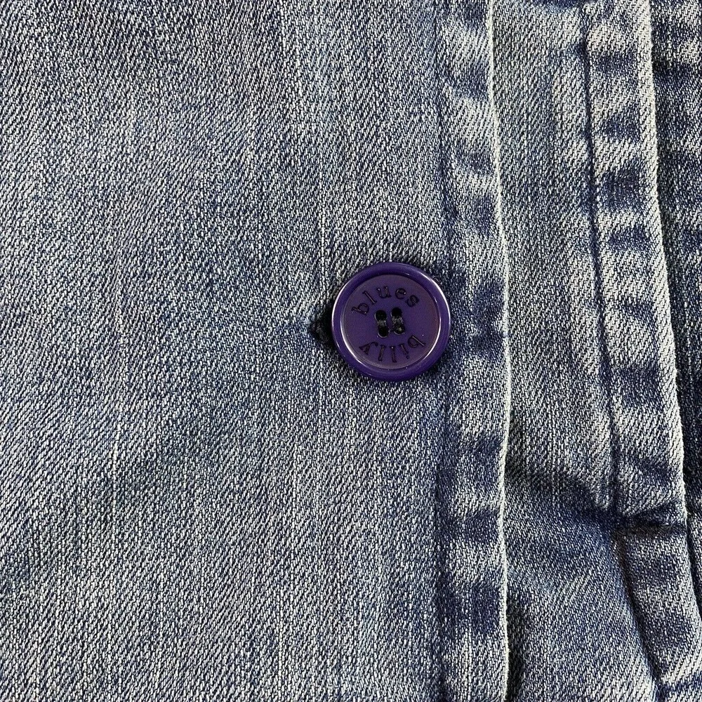 Vtg Denim Jacket Blazer Double Breasted Button Small Medium - Picture 8 of 9